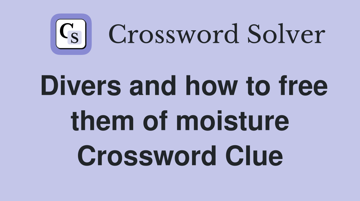 Divers and how to free them of moisture Crossword Clue Answers